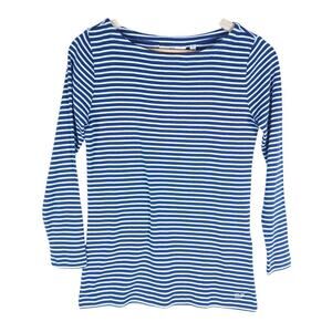 Vineyard Vines Womens Striped Boatneck Top XS Navy White Coastal Classic Casual